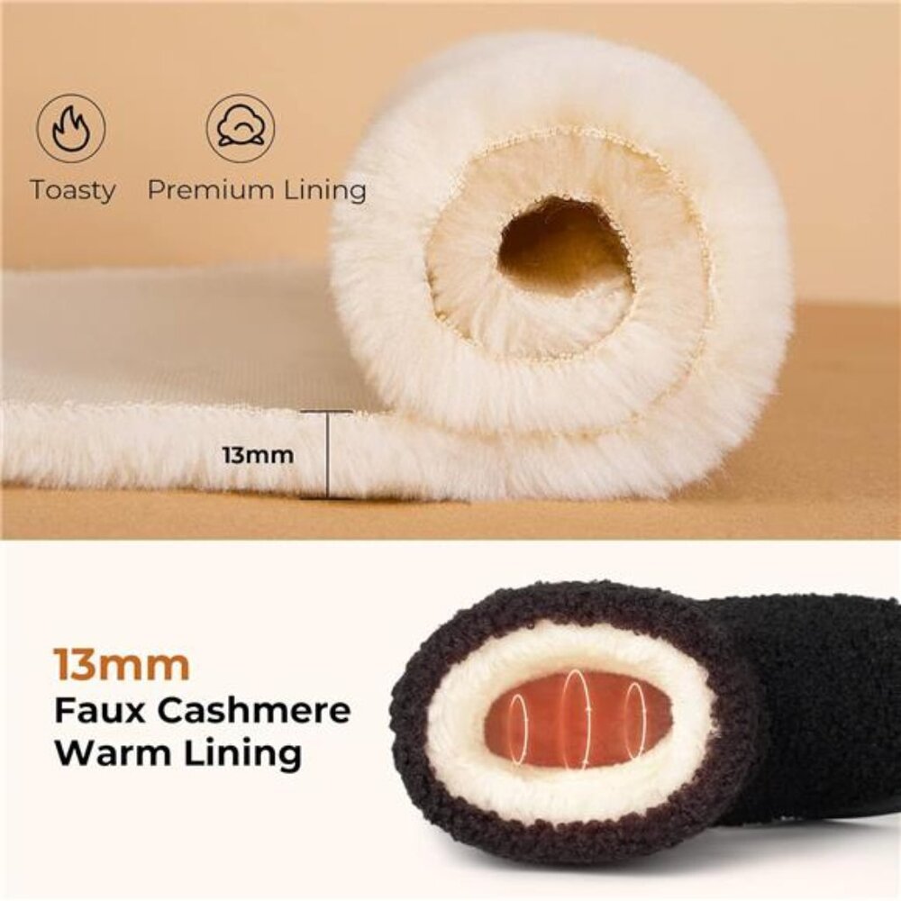 New Women's Bootie Slippers Fuzzy Warm Memory Foam Indoor House Shoes with - Picture 3 of 7